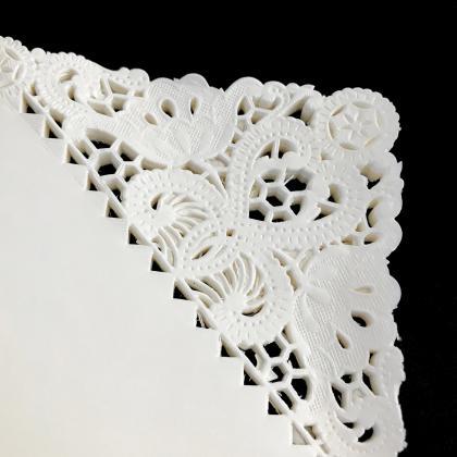 100 Pack Of 8 Inch Ivory Square Lace Paper Doilies..