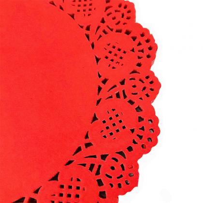100 Pack - 10" Red Lace Paper..