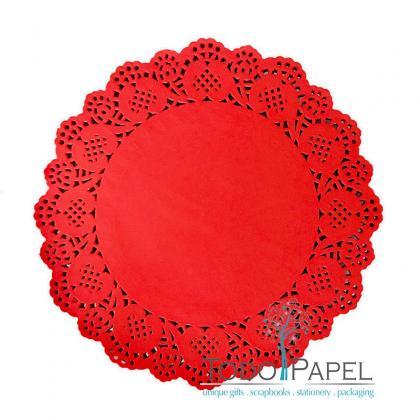 100 Pack - 10" Red Lace Paper..