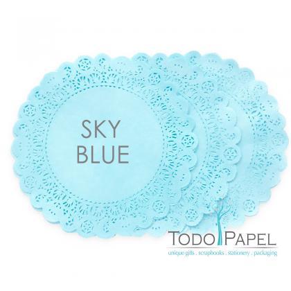 50 Pack 12 Inch Normandy Style Sky Blue Paper Lace..