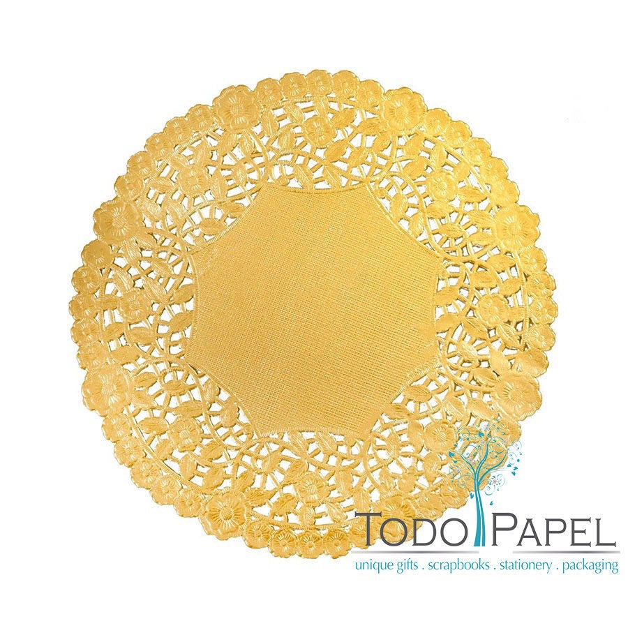 100ct - 12 Inch High Quality Gold Metallic Foil Paper Doilies - Perfect As Plate Chargers, Placemats, Centerpieces At Weddings And Party Events