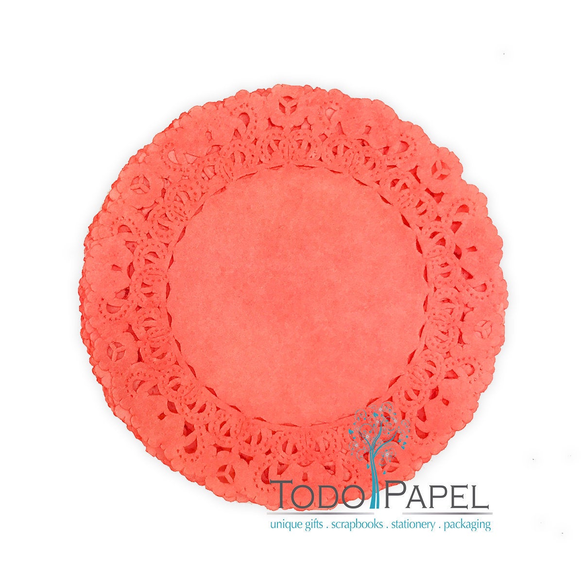 50 Pack 12 Inch Normandy Style Vibrant Deep Coral Paper Lace Doilies - Great As Table Décor Plate Chargers, Placemats, And Centerpieces For