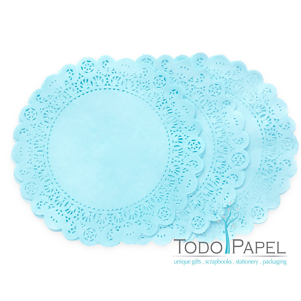 50 Pack 12 Inch Normandy Style Sky Blue Paper Lace Doilies - Great As Table Décor Plate Chargers, Placemats, And Centerpieces For Wedding